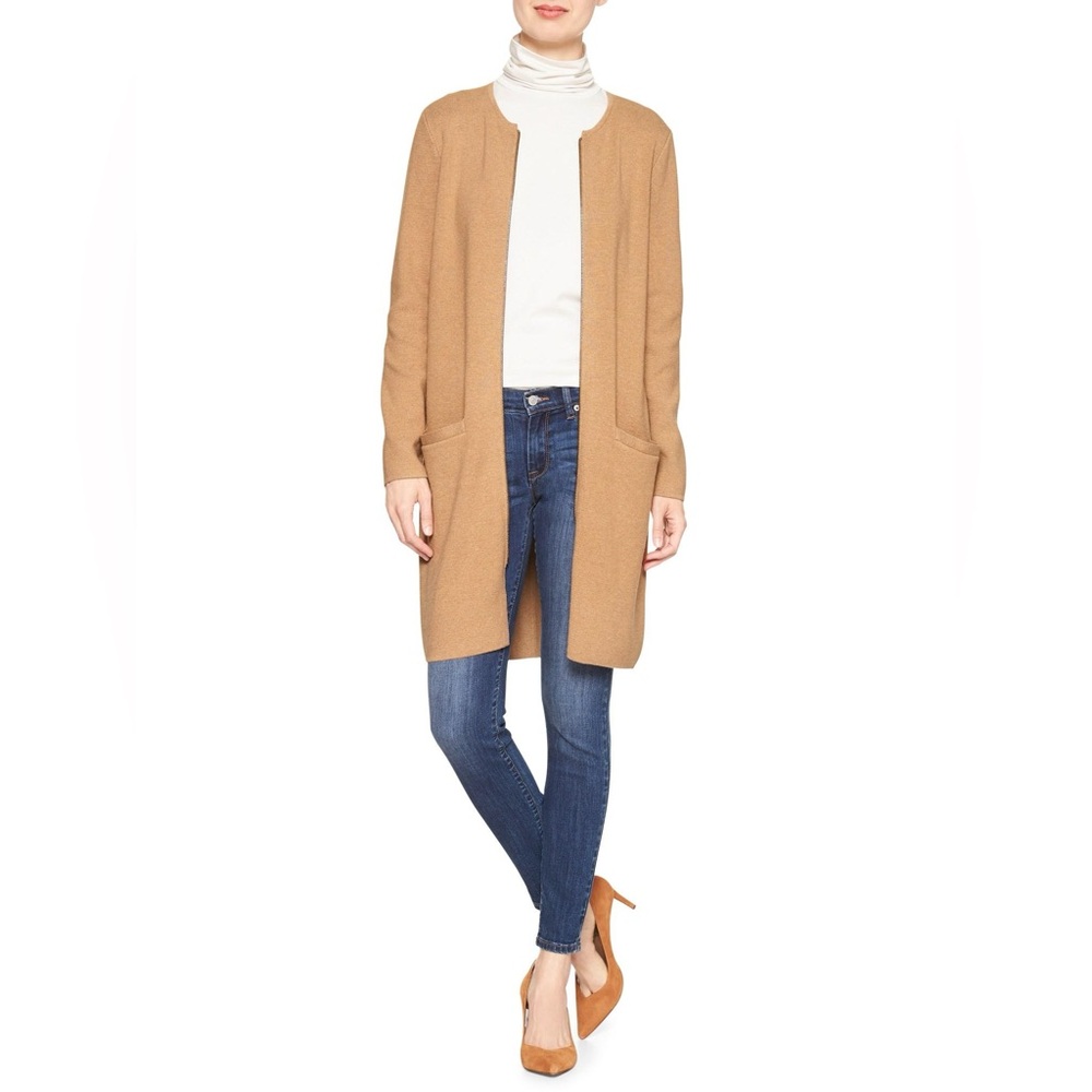 BANANA REPUBLIC FACTORY | Full Length Tan Knit Blend Cardigan